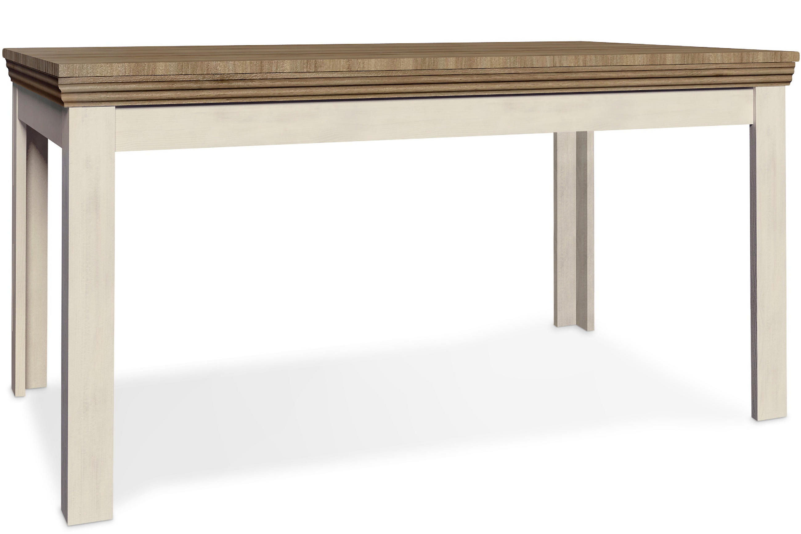 ESSTISCH ARVEN Englischer Stil, Cremeweiß - Eichefarben/Creme, Holz (90/160/82cm) - KONSIMO®