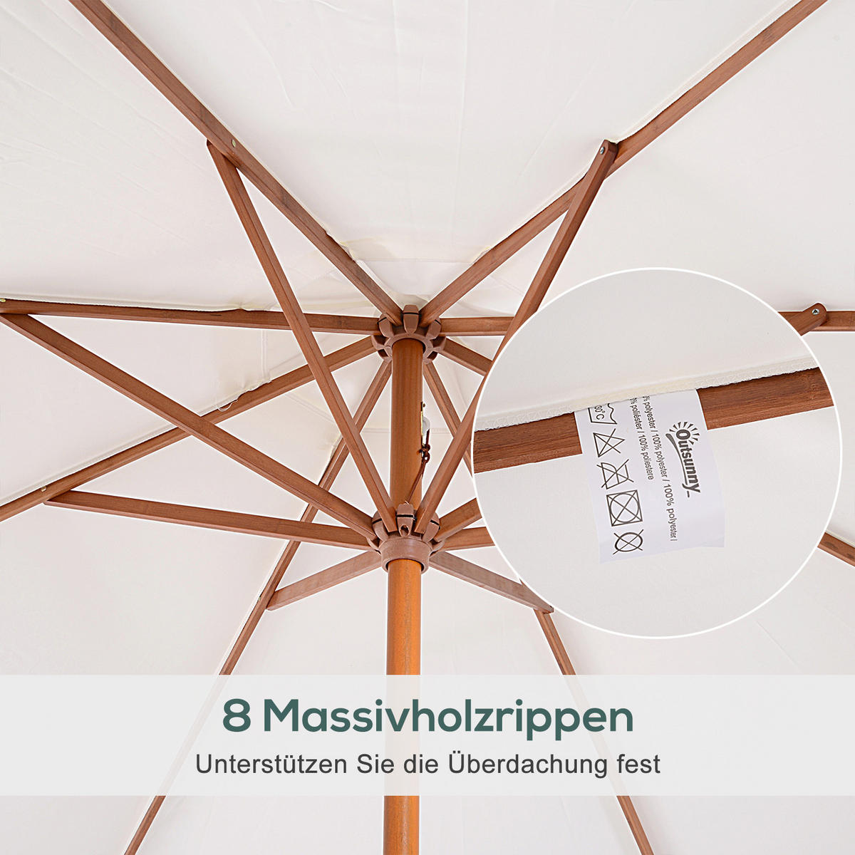 SONNENSCHIRM, Polyester, Creme - Creme, Kunststoff (270/270cm) - Outsunny