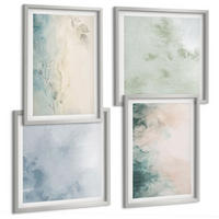 BILDER SET 4er Set - 50x50 cm & 40x60 cm Silberner Rahmen - Aquarell-Leinwandstil - Silberfarben, Kunststoff (50/50cm) - TULUP