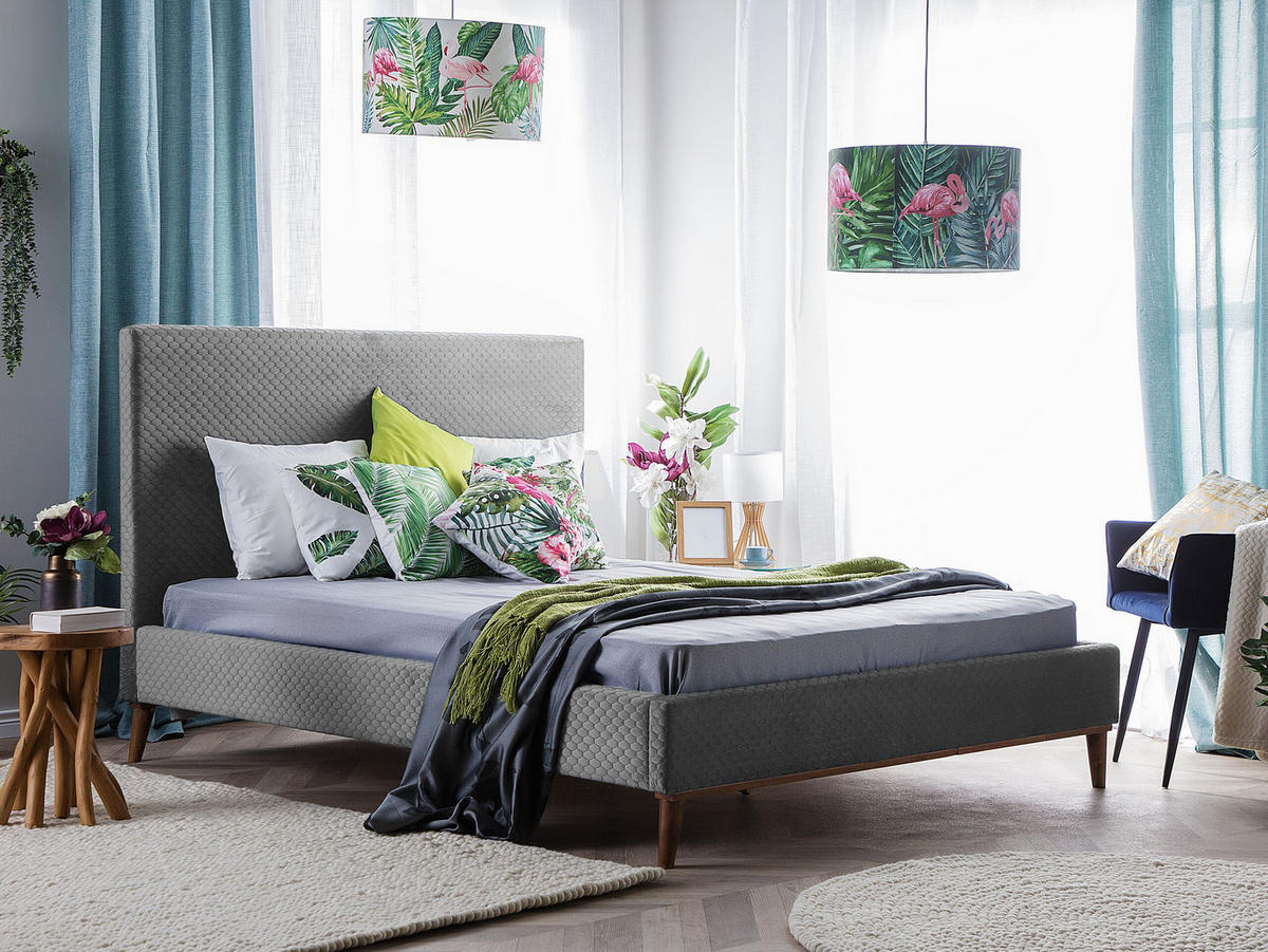 POLSTERBETT 160/200cm Hellgrau Bayonne - Hellgrau, Textil (160/200cm) - Beliani