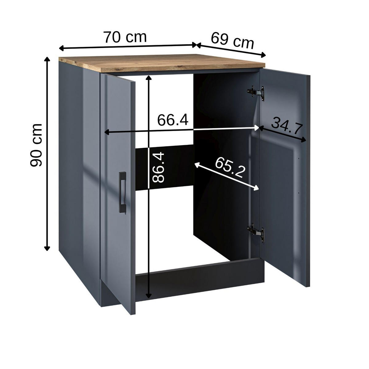 WASCHMASCHINENSCHRANK Atlantic II 70cm Breit, 90cm Hoch - Anthrazit, Holzwerkstoff (70/90/69cm)