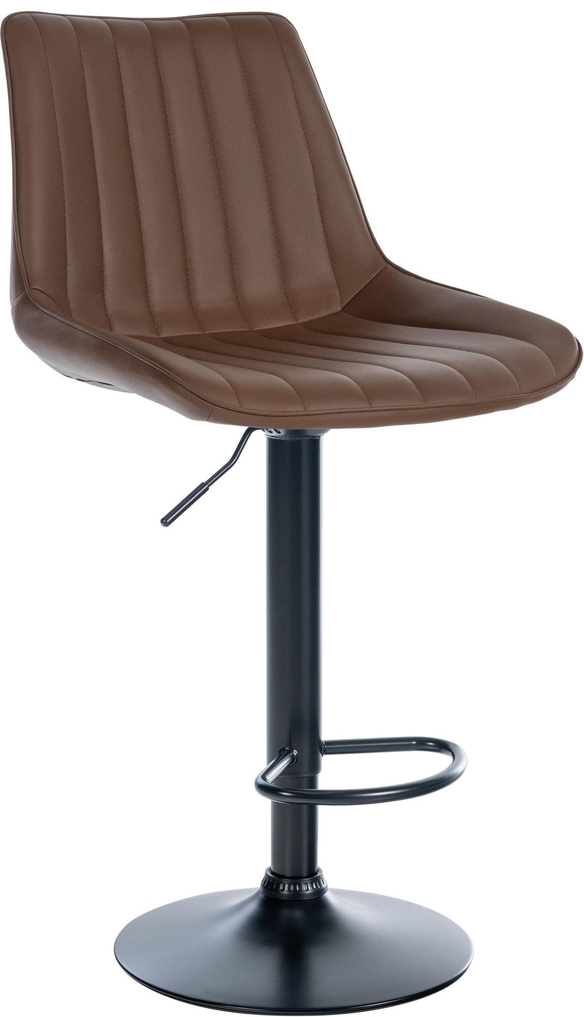 BARHOCKER RIO Braun Kunstleder Schwarz - Braun, Leder/Metall (49.5/91/50cm) - DELUKE