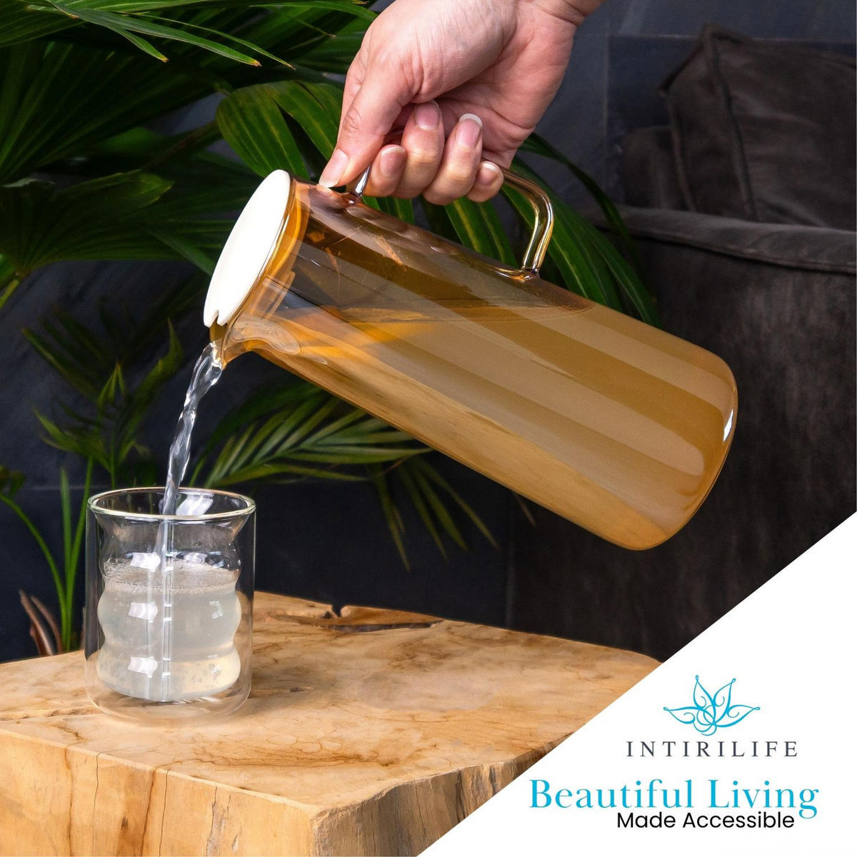 KARAFFE 1.4 Liter - Gelb, Glas (1.7L) - Intirilife