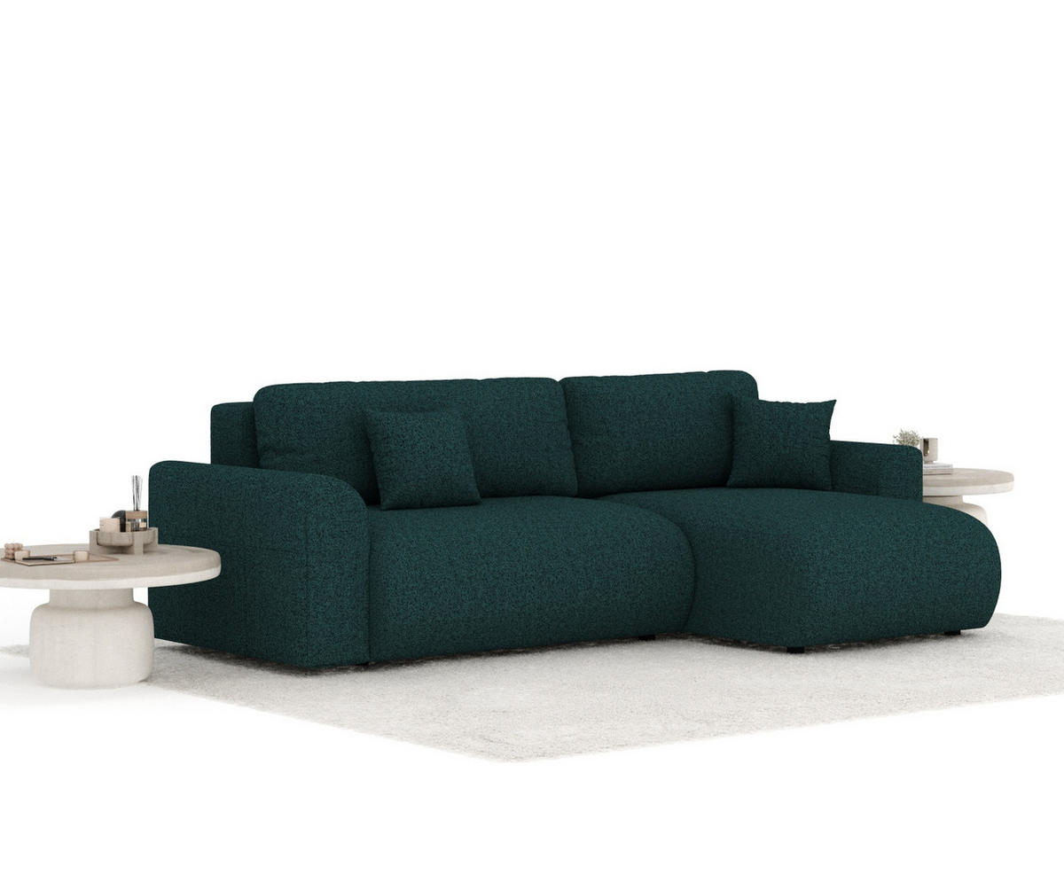 ECKSOFA MIT SCHLAFFUNKTION Bodega Grün Webstoff - Schwarz/Grün, Holz/Holzwerkstoff (235/138cm) - Maison de Reve