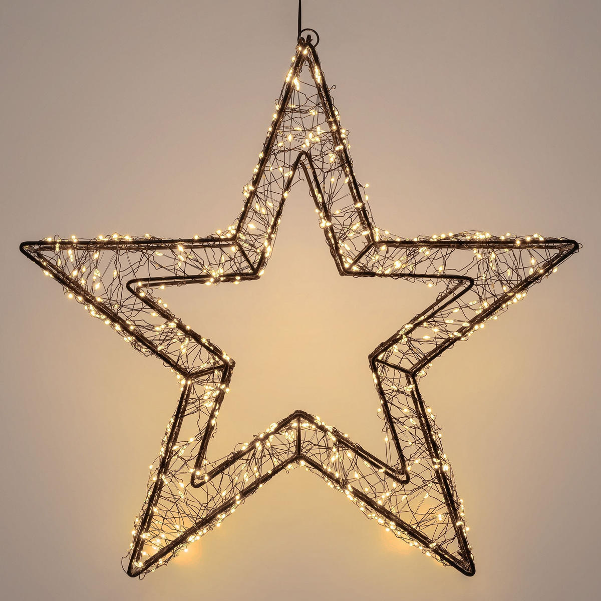 LED-WEIHNACHTSSTERN 38 cm 500 LEDs Extra-Warmweiß mit Timer aus Metall - Schwarz, Metall (38/38/8cm) - ECD-Germany