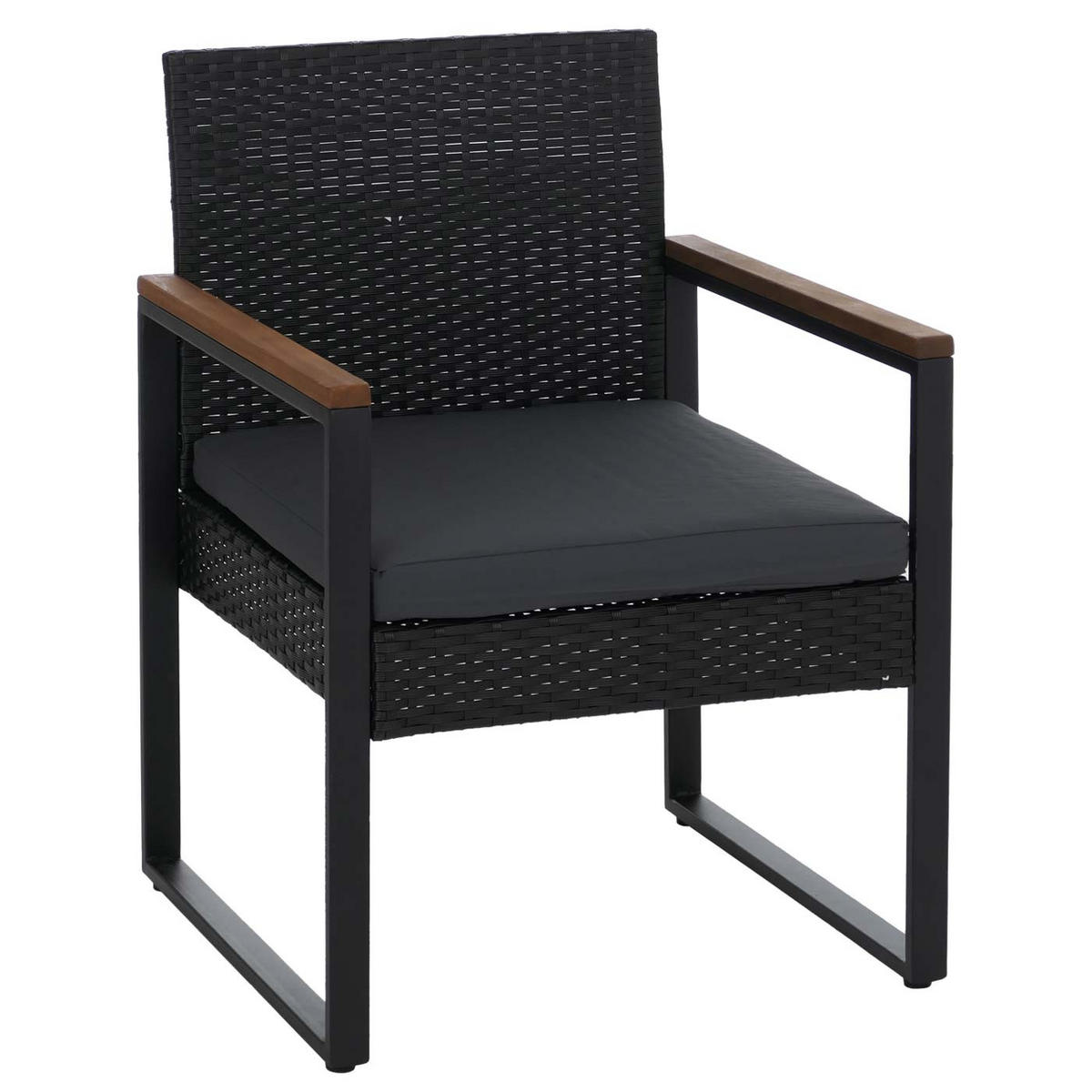LOUNGE-SET Garten 2x Stuhl Schwarz Polster Grau - Schwarz, Metall - PROREGAL