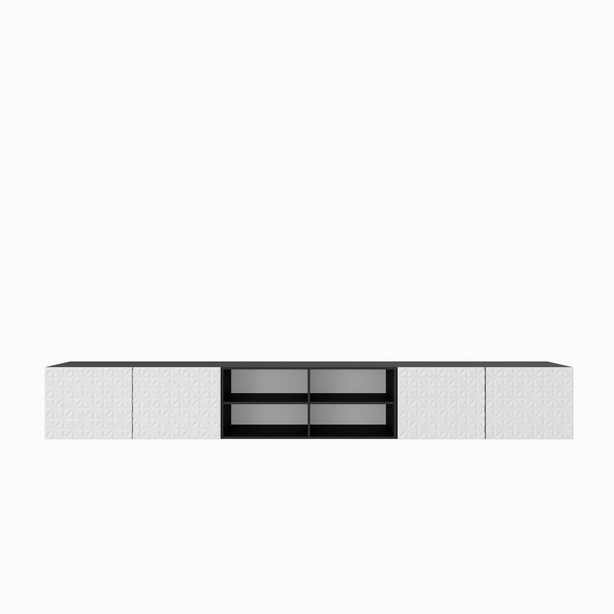 TV-SCHRANK Cali IV 300 cm, viertürig, schwarz, weiß - Schwarz/Weiß, Kunststoff (300/41/40cm) - Margaret Hadas24