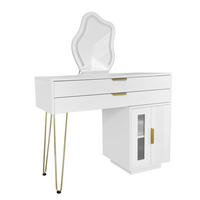 SCHMINKTISCH in Weiß mit LED-Spiegel & Seitenschrank - Weiß, Holzwerkstoff (100/78/40cm) - Urban Meuble