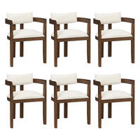 ARMLEHNSTUHL 6 Stück in Leinenstoff, Walnussholzfarbe - Walnussfarben, Holz/Textil (60.5/78.5/57.5cm) - KOMHTOM