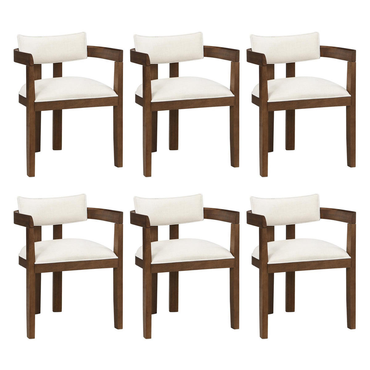ARMLEHNSTUHL 6 Stück in Leinenstoff, Walnussholzfarbe - Walnussfarben, Holz/Textil (60.5/78.5/57.5cm) - KOMHTOM
