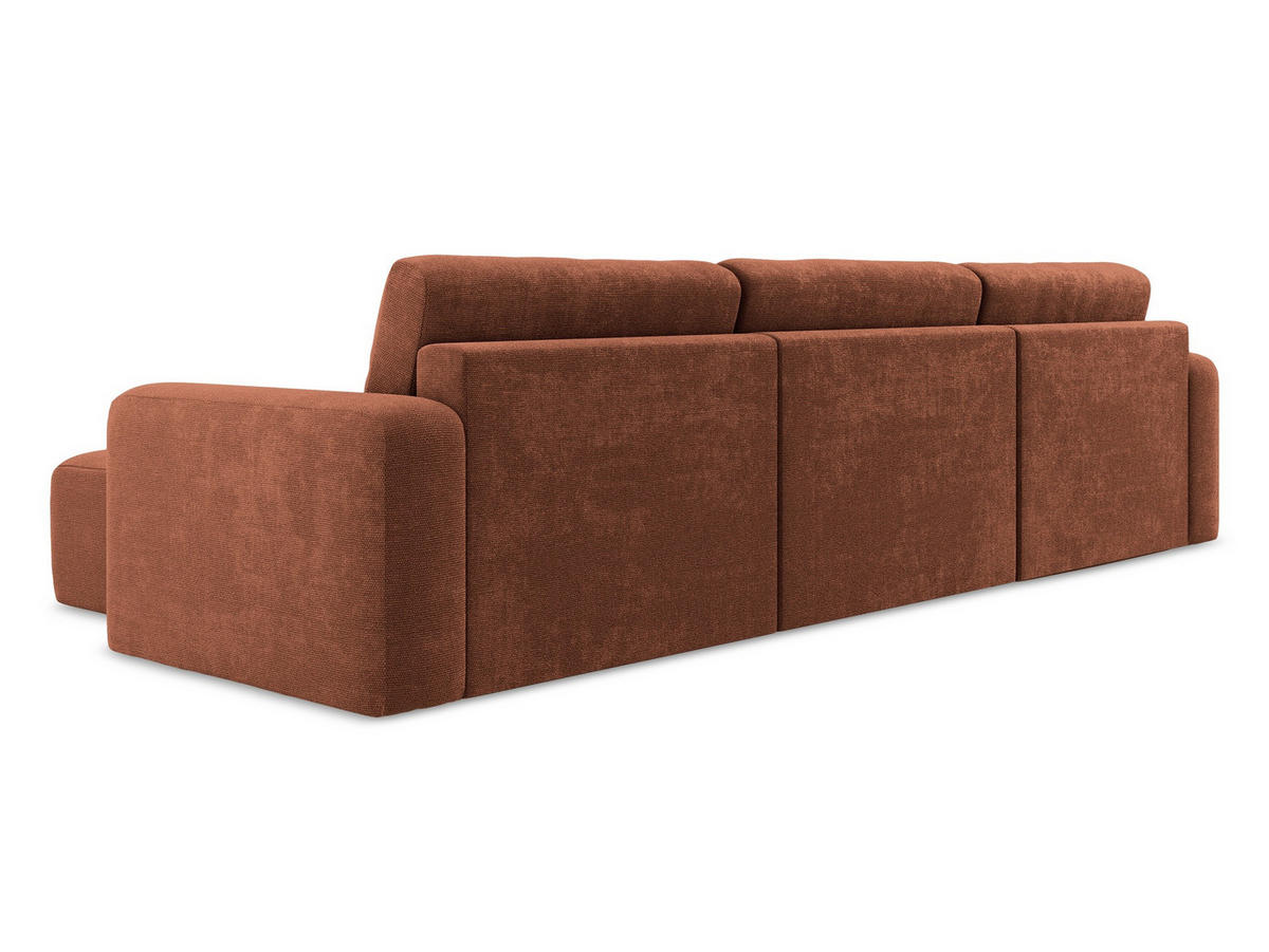 WOHNLANDSCHAFT Chenille Stoff Orange - Terra cotta/Schwarz, Kunststoff/Textil (332/79/149cm) - Makamii