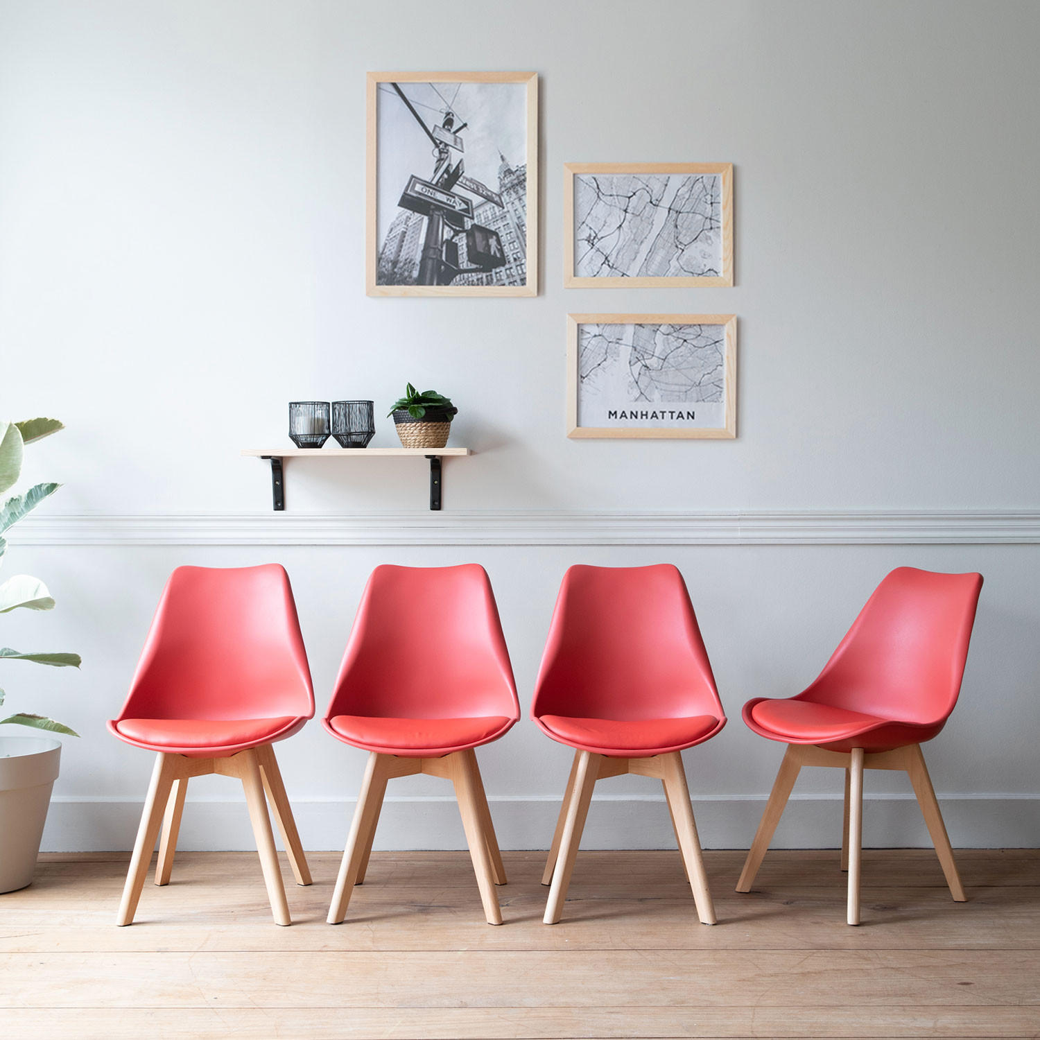 STÜHLE Nora Rot 4er-Set - Rot, Kunststoff (49/81/52cm) - Happy Garden
