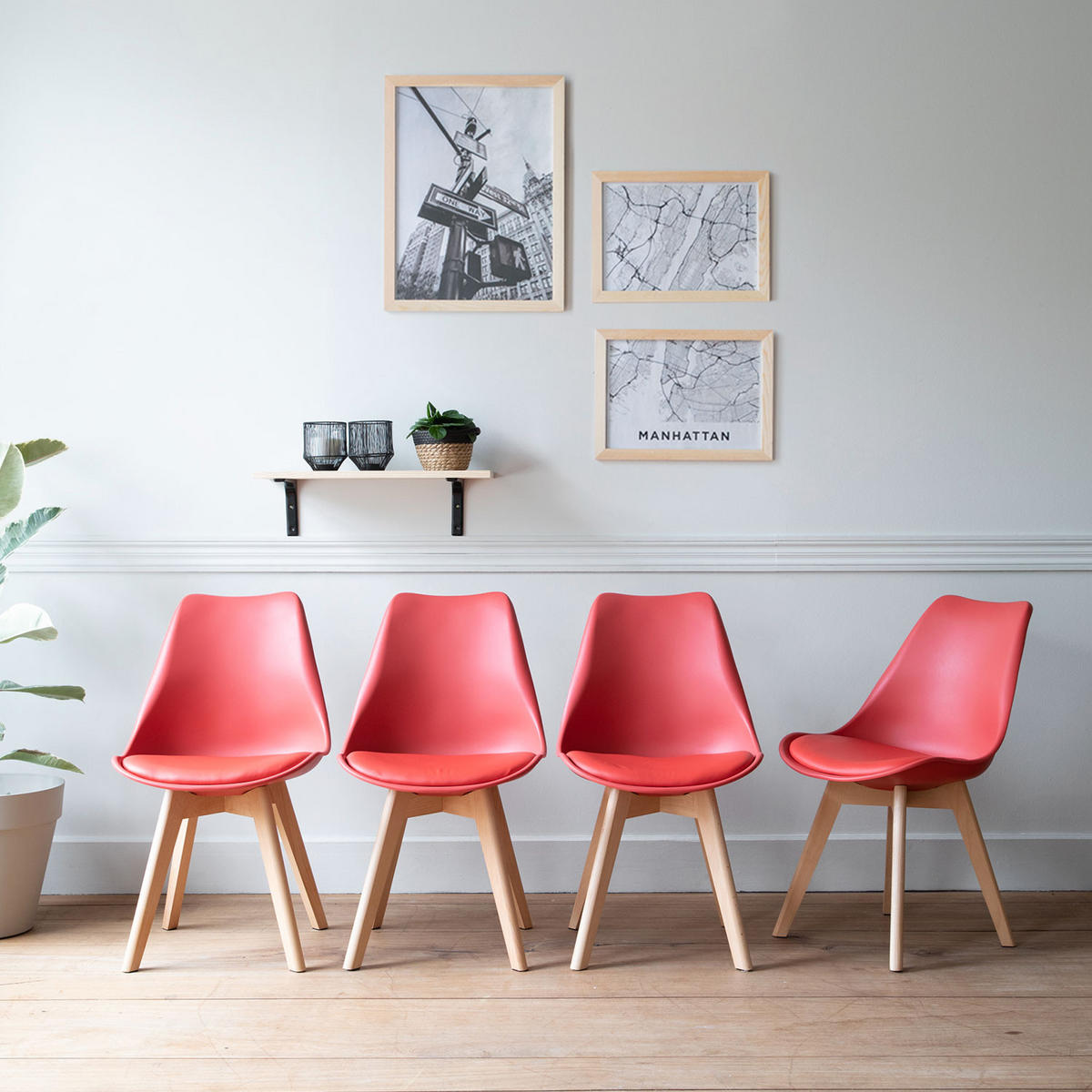 STÜHLE Nora Rot 4er-Set - Rot, Kunststoff (49/81/52cm) - Happy Garden