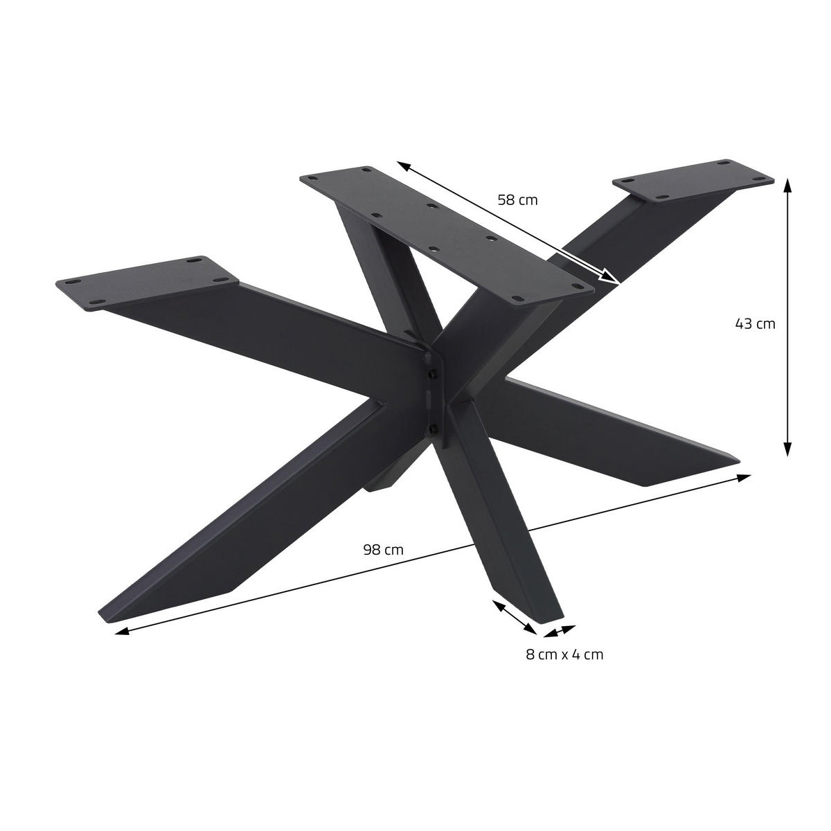 TISCHBEINE - Schwarz, Metall (98/43/58cm) - ML-DESIGN