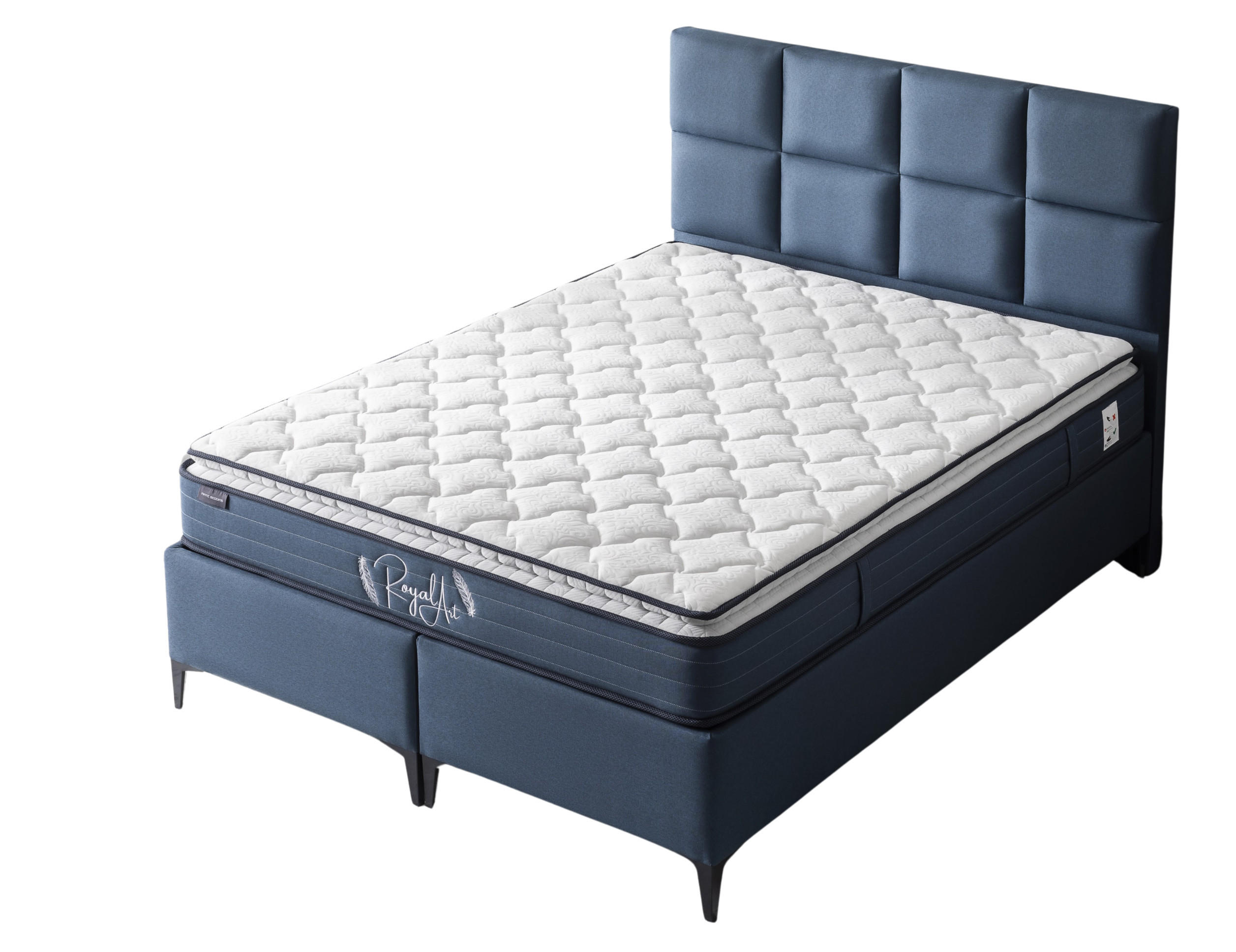 POLSTERBETT-SET Royal Art 180x200 Blau - Bett inkl. Matratze - Blau, Metall (180/200cm) - Villa Möbel