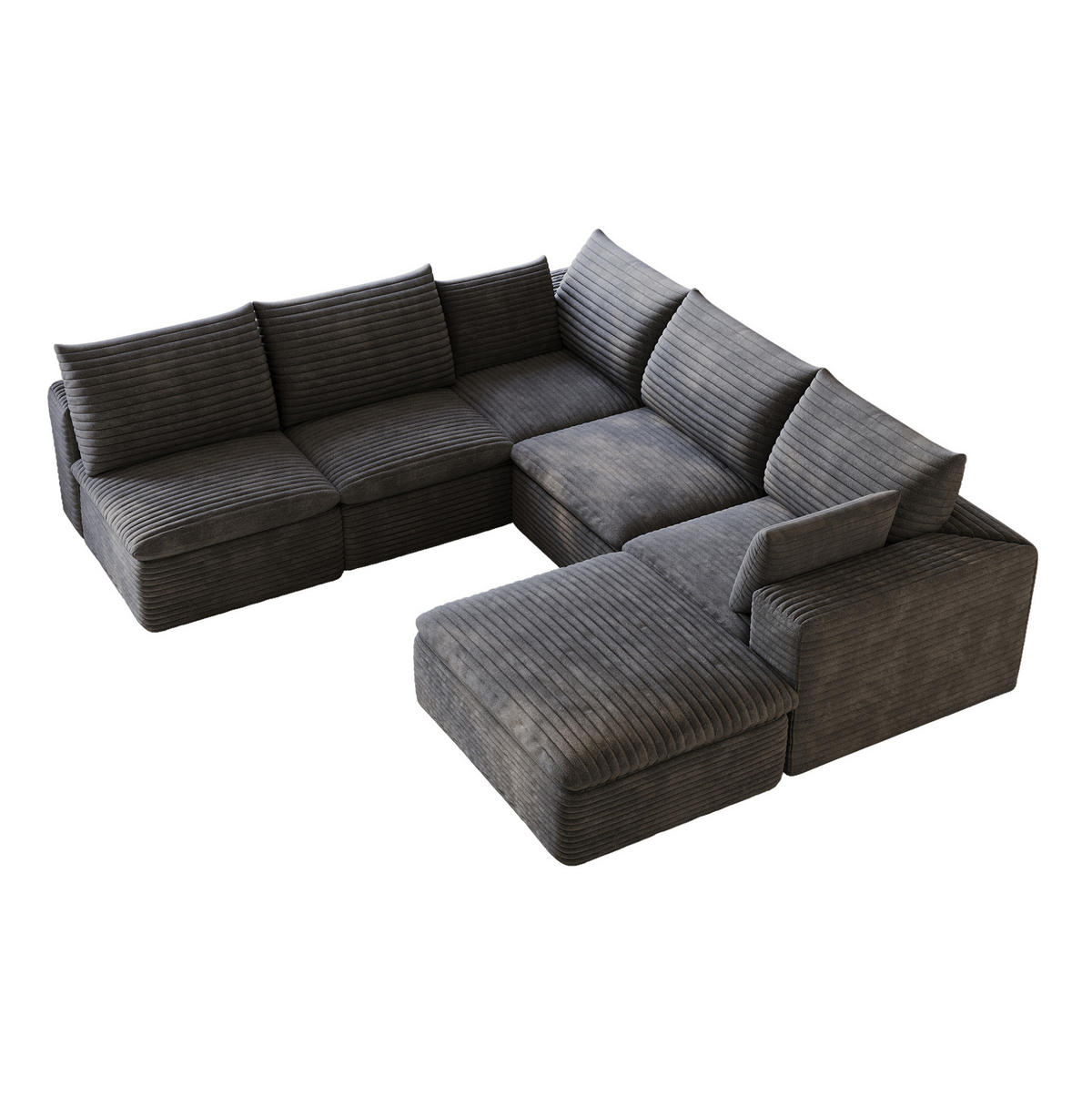 WOHNLANDSCHAFT aus Stoff 260x250 cm Dunkelgrau mit flexiblem Aufbau und weicher Schaumstoffpolsterung - Dunkelgrau, Textil (260/60/250cm) - Modfu