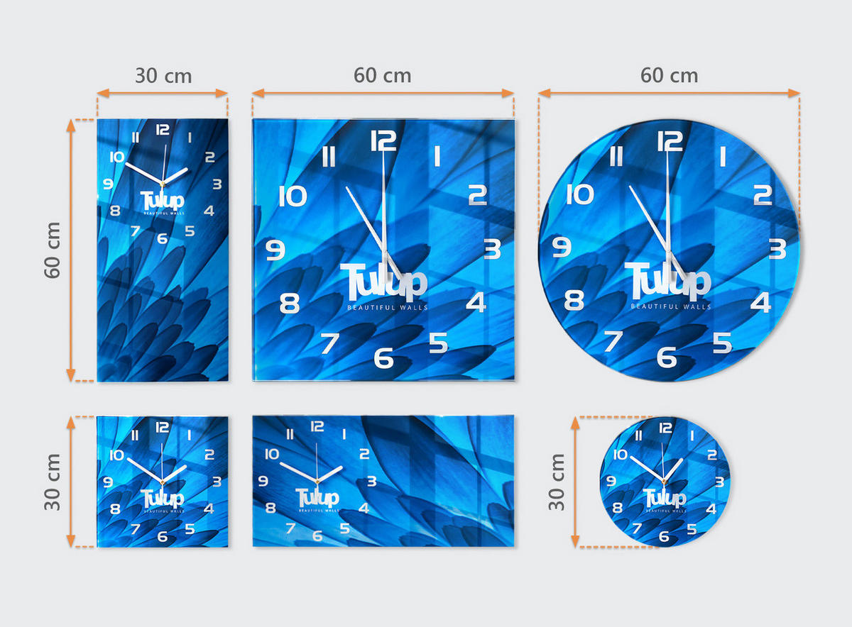 WANDUHR 30x30 cm - Bernstein - Goldfarben, Glas (30/30/0.4cm) - TULUP