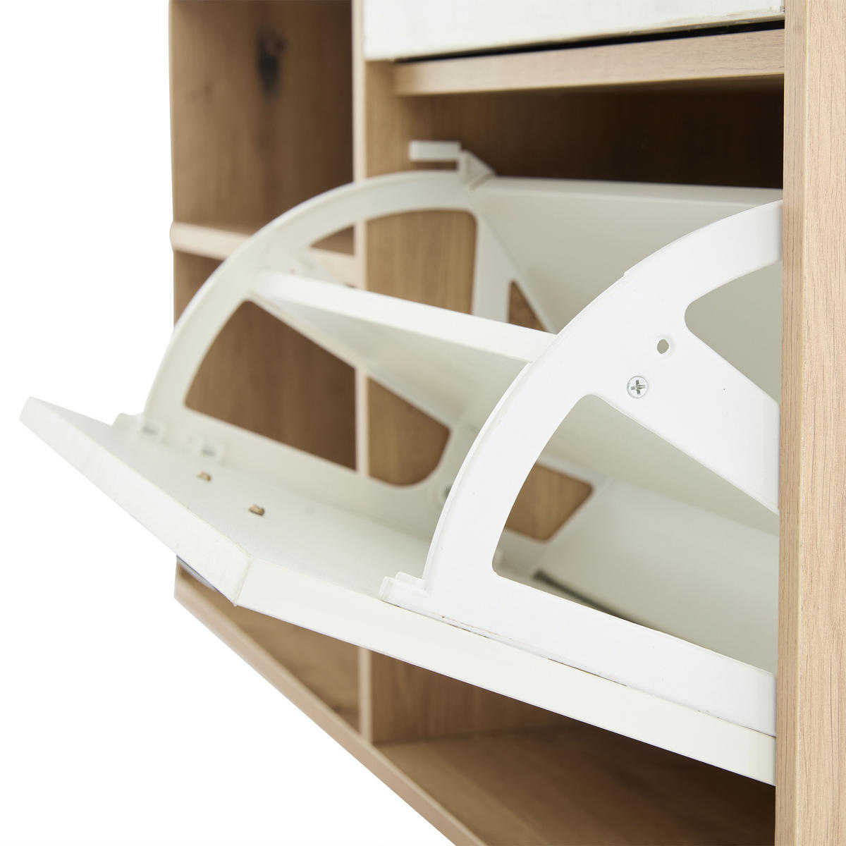 GARDEROBENSET 100x38,5x190 Spiegel Schuhbank 2 Schränke Weiß Holz - Weiß, Holzwerkstoff (38.5/190/100cm) - FLIEKS