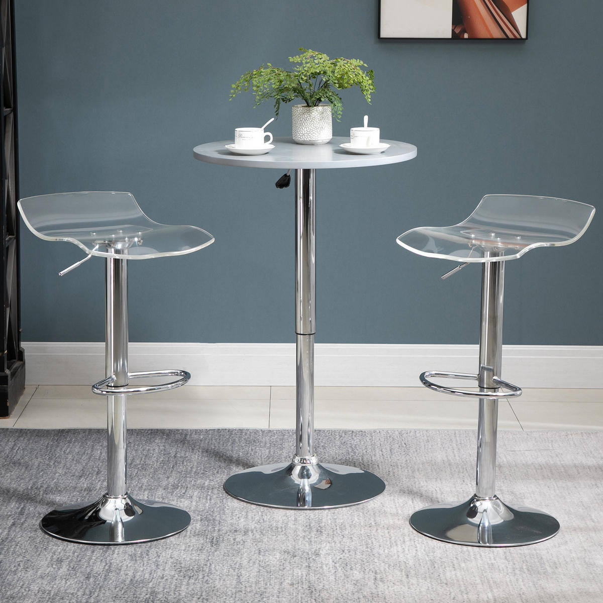 BARHOCKER, 2er-Set, höhenverstellbar, drehbar, Fußstütze, Metall/Acryl, transparent - Multicolor, Holzwerkstoff (39/87/39cm) - FORIOUS