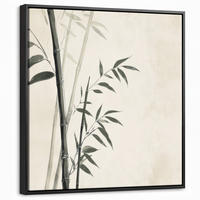 LEINWAND Bilder mit Rahmen - Japandi - Bambus - Beige - 50x50 - Eukalyptusholzfarben, Textil (50/50cm) - MuchoWow