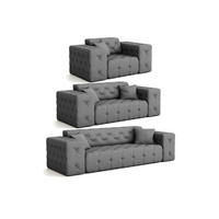 SOFASET Chantal - Grau, Holzwerkstoff/Textil (251/78/96cm) - Fun Möbel