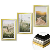 WANDBILDER 3er Set - 20x30 cm Goldrahmen - Landschaftswiesenstraße West - Goldfarben, Kunststoff (20/30cm) - ArtPrintCave