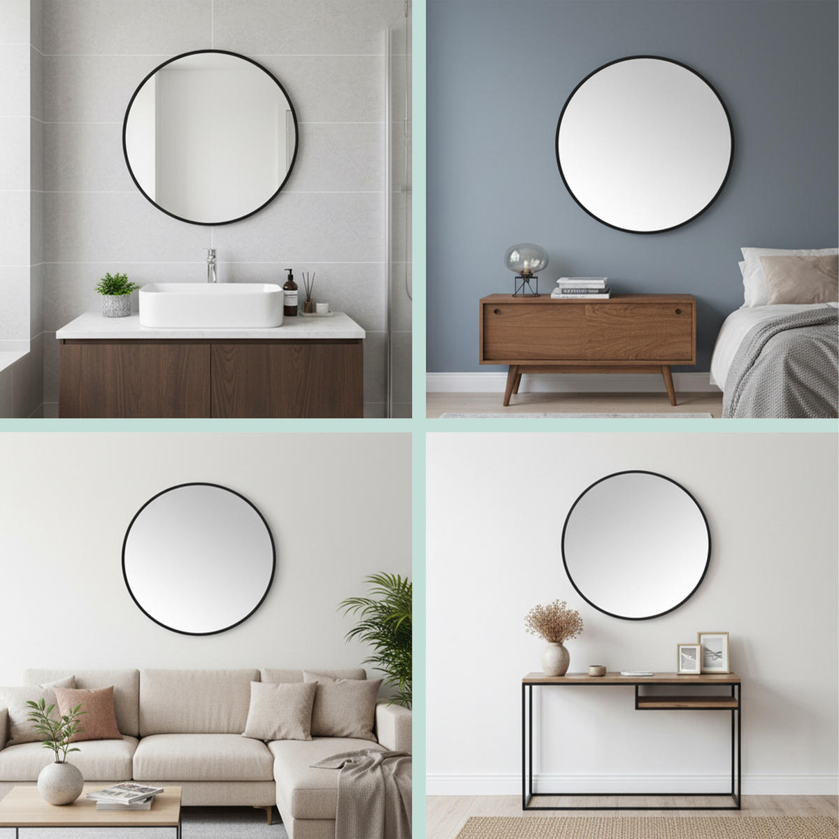 SPIEGEL - Schwarz, Glas/Metall (40/40/3cm) - Relaxdays