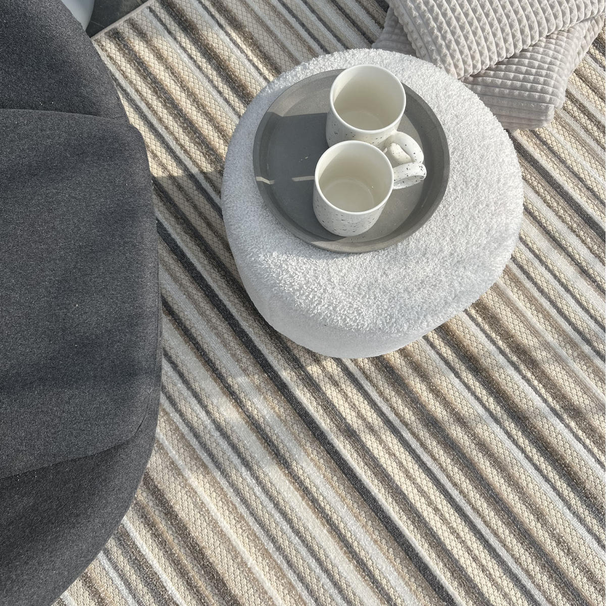 TEPPICH In-Outdoor Beige Abstract, Streifen - Kurzflor Rechteckig Creme - 140 x 200 cm - Beige/Braun, Textil (140/200cm) - Mazovia