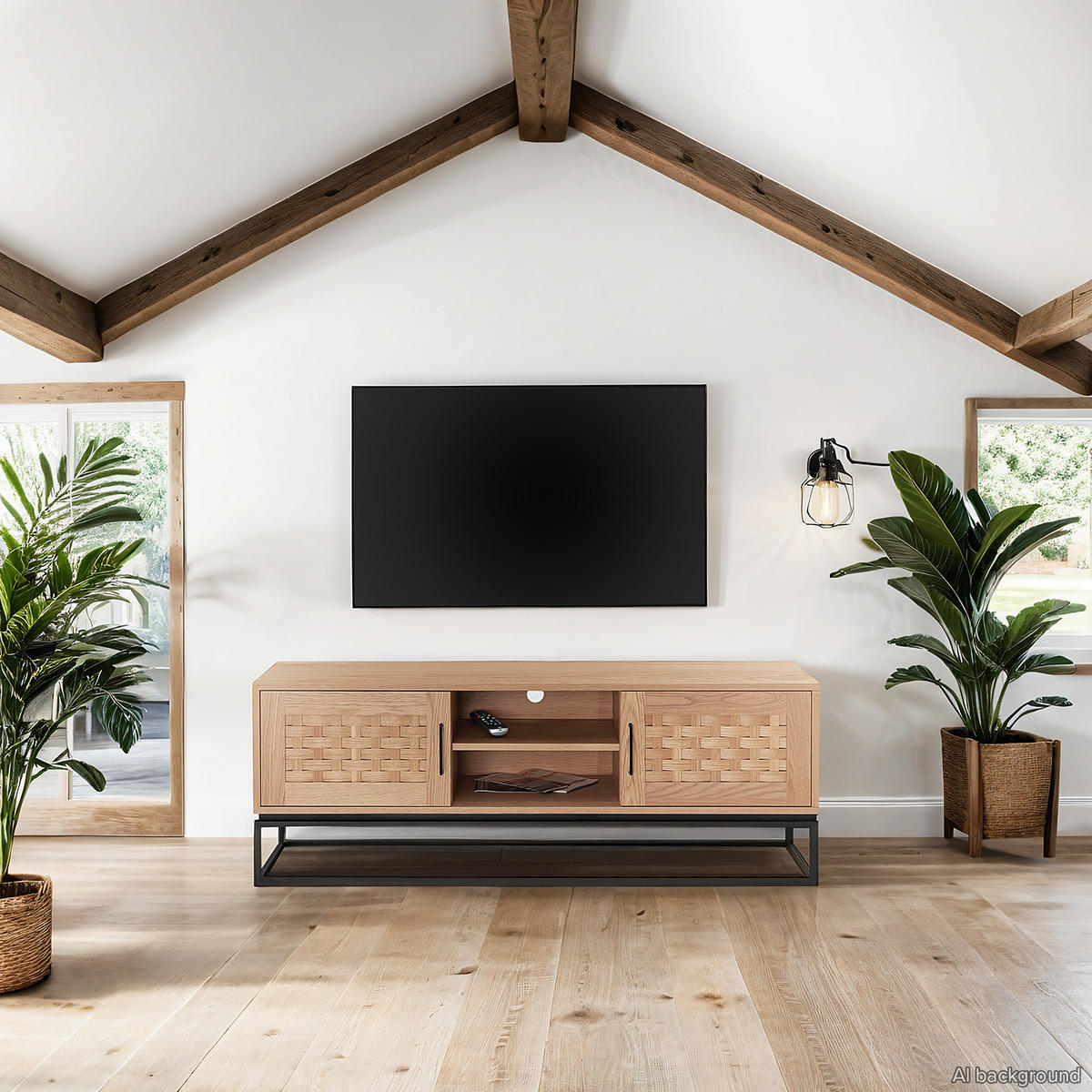 TV-LOWBOARD - Holzwerkstoff / Metall - Schwarz/Braun, Holzwerkstoff/Metall (150/55/40cm) - home24