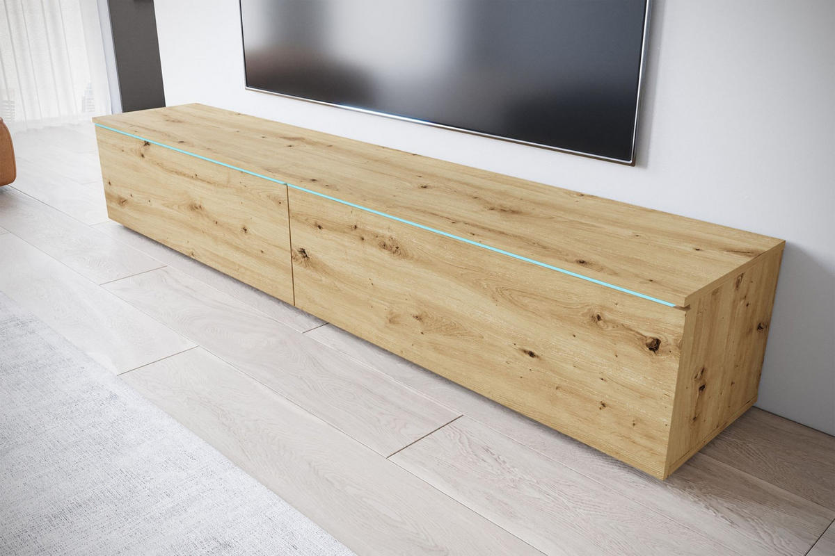 TV-MÖBEL Kane Artisan-Eiche 180 cm - Beige, Holzwerkstoff (180/30/33cm) - Selsey