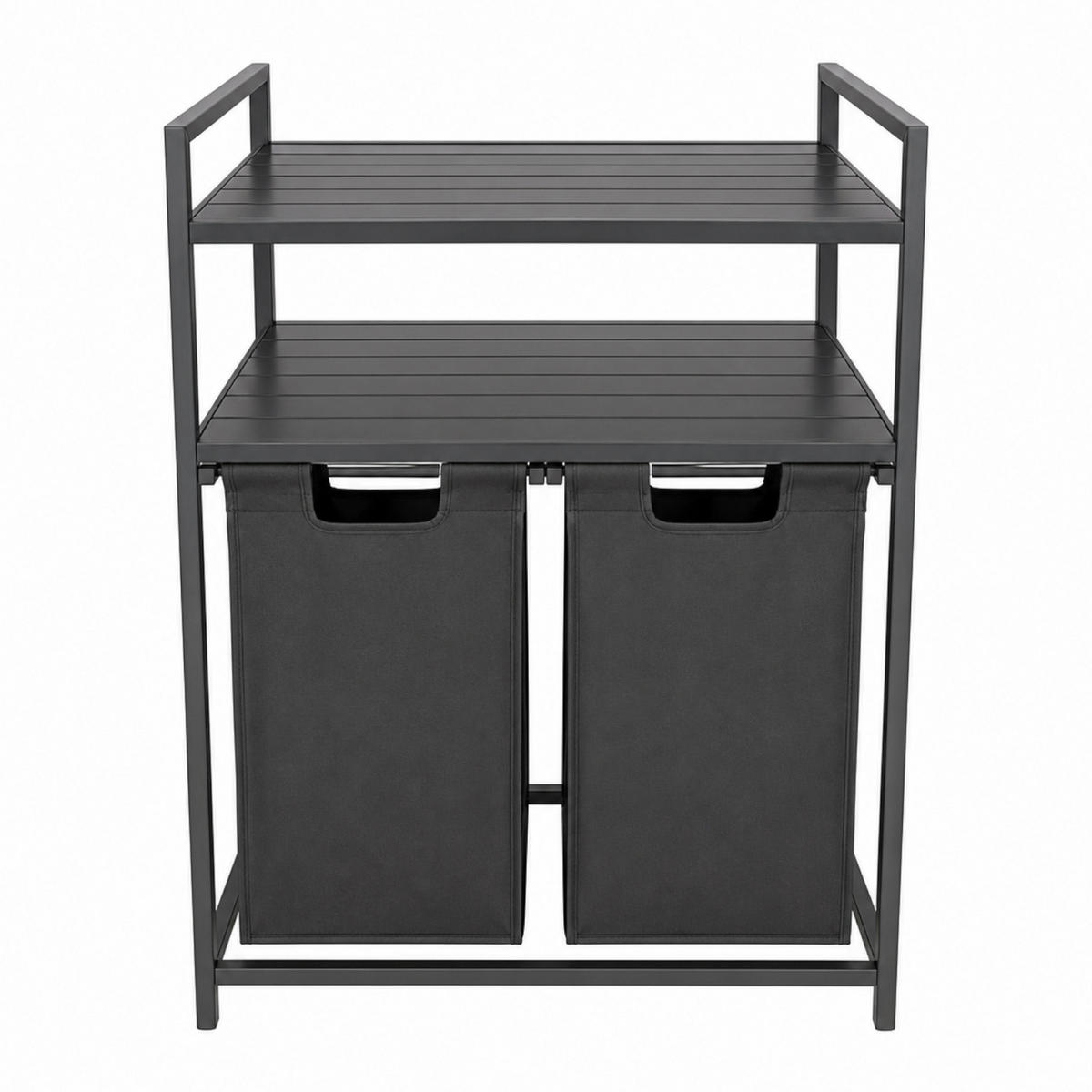 WÄSCHEKORB Metall Schwarz 2 herausnehmbare Wäschesäcke 102 Liter 73x33x91 cm - Schwarz, Holzwerkstoff/Textil (73/91/33cm) - Begryf