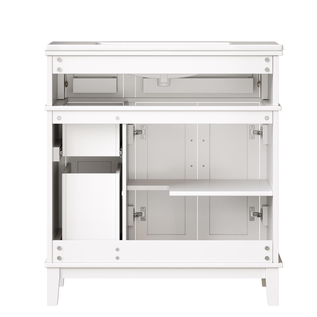 WASCHBECKENUNTERSCHRANK Keramik Soft-Close Stauraum Weiß - Weiß, Metall (76/86/46.5cm) - FLIEKS