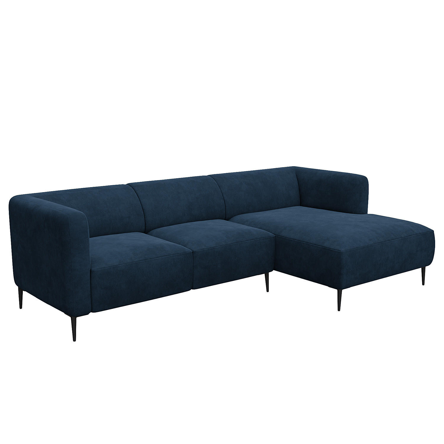 2,5-SITZER ECKSOFA mit Longchair - Schwarz/Dunkelblau, Textil/Metall (271/148cm) - home24