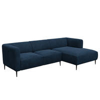 2,5-SITZER ECKSOFA mit Longchair - Schwarz/Dunkelblau, Textil/Metall (271/148cm) - home24