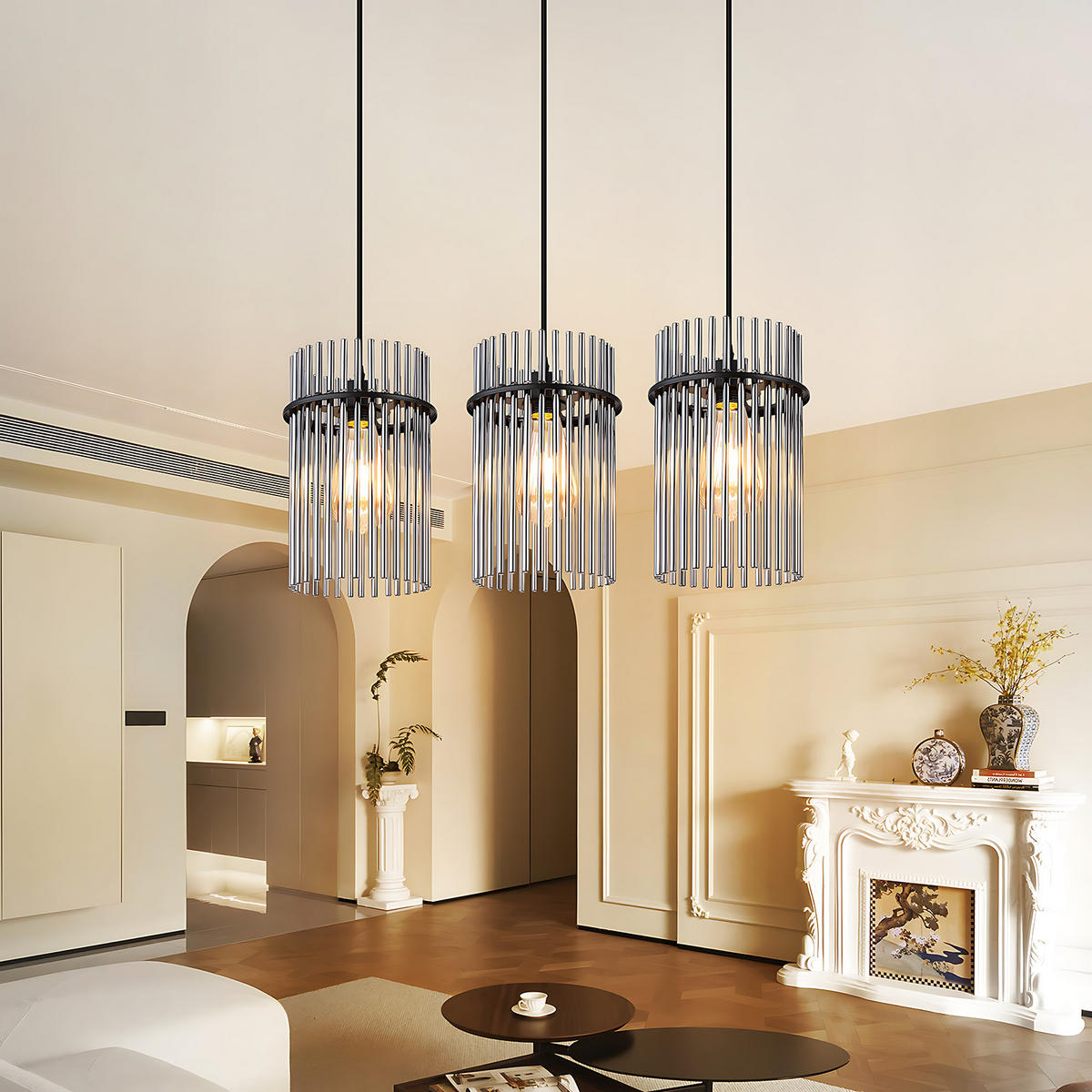 PENDELLEUCHTE Willow 48/5/150 cm - Schwarz, Glas (48/5/150cm) - ZMH