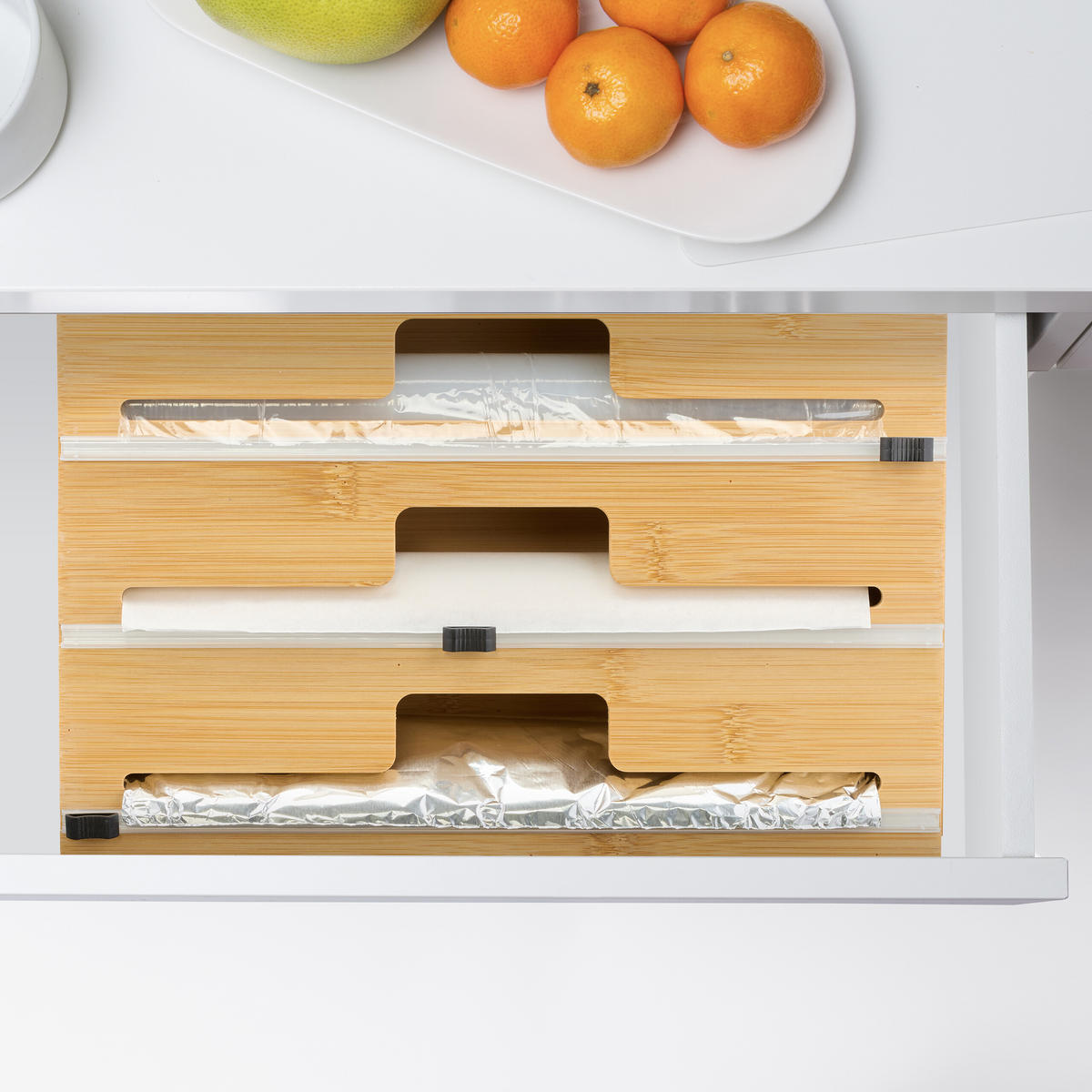 FOLIENSPENDER - Hellbraun, Holz/Kunststoff (33.5/21.5/8cm) - Relaxdays