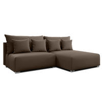 ECKSOFA L Form Ederra Braun 208/190/91 cm – großes Sofa mit Schlaffunktion R - Silberfarben/Braun, Textil/Metall (208/190cm) - AX Living