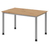 SCHREIBTISCH Serie-H Gestell: Silber 80/120/74 cm in Wildeiche - Wildeiche, Holzwerkstoff (80/120/74cm) - bümö
