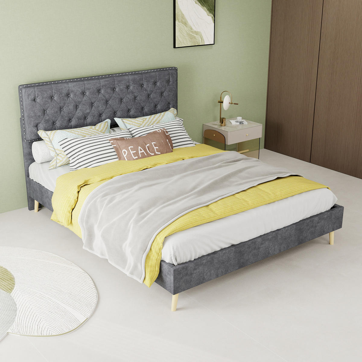 POLSTERBETT 140/200 cm in Grau mit Stauraum unter dem Bett Stoff im modernen Design - Grau, Holzwerkstoff/Textil (140/200cm) - STILVORA