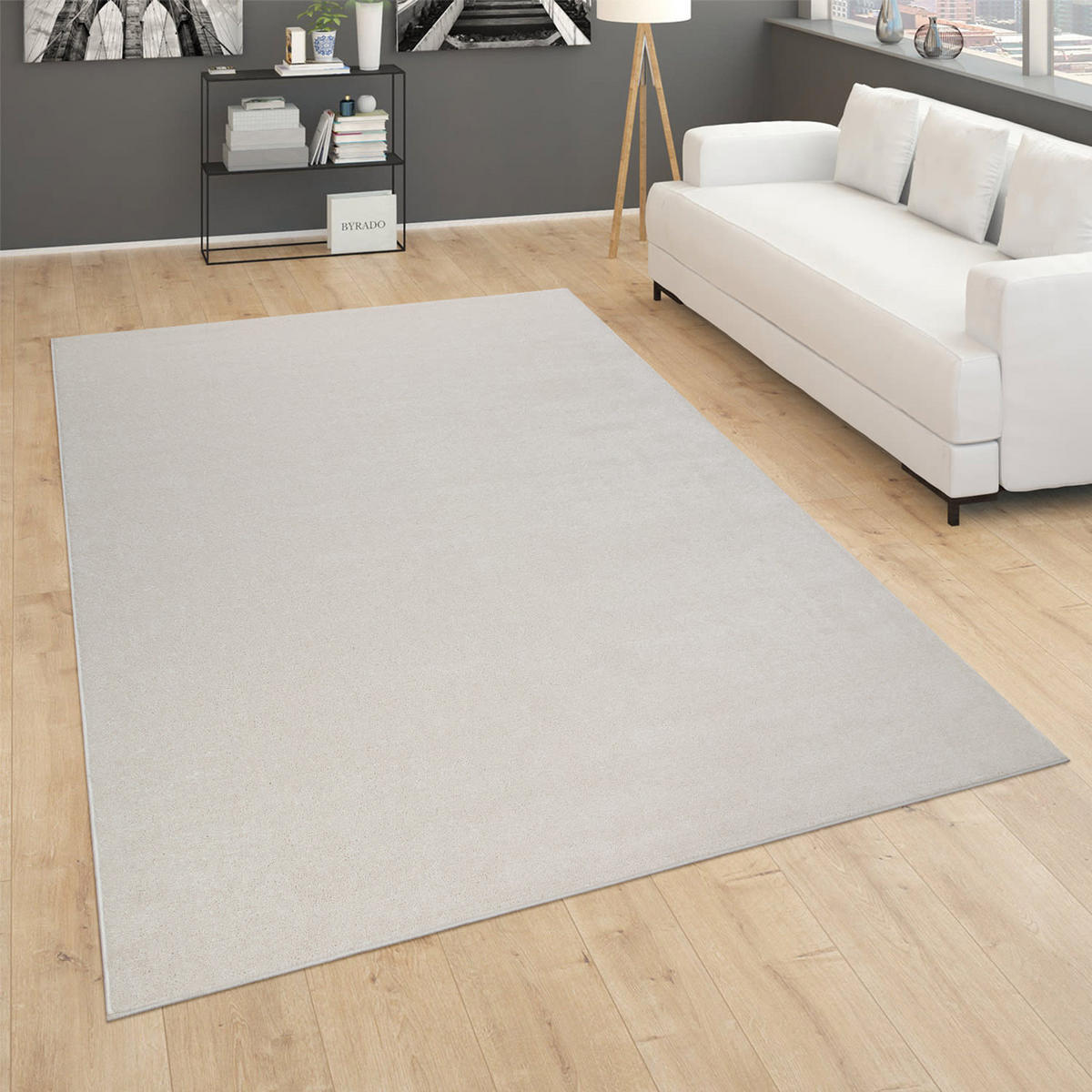 KURZFLORTEPPICH Waschbar, einfarbig, Creme, 60 x 100 cm - Beige, Textil (60/100cm) - KADIMA DESIGN