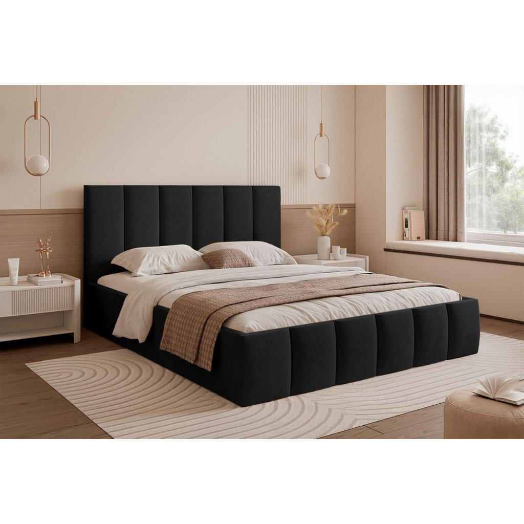 Thumbnail - Selsey Polsterbett, Schwarz, Textil, 2-Sitzer, 140x200 cm, Schlafzimmer, Betten, Polsterbetten