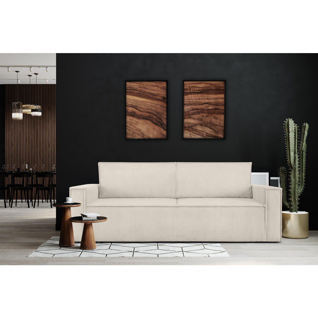 Thumbnail - Konsimo® Schlafsofa, Ecru, Textil, 228x89x101 cm, FSC 100%, Hergestellt in Europa, Wohnzimmer, Sofas & Couches, Schlafso...