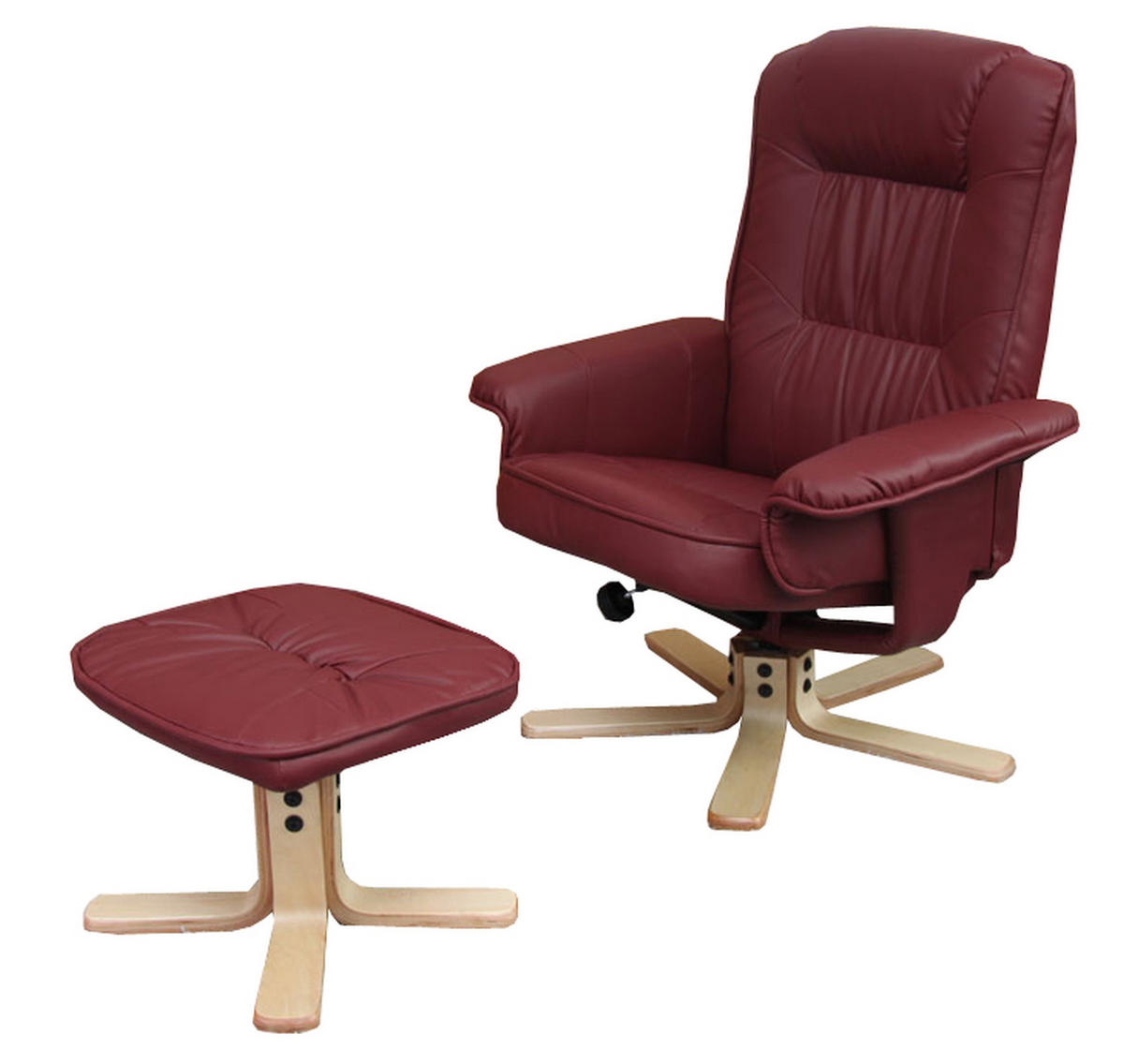 RELAXSESSEL MIT HOCKER Bordeaux - Bordeaux, Textil (80/100/105cm) - MCW