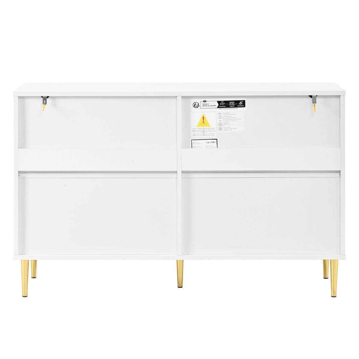SIDEBOARD 6 Schubladen Metallfüße modern Stauraum - Weiß, Holzwerkstoff (40/75/120cm) - FLIEKS