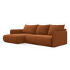 ECKSOFA mit Schlaffunktion Samt Stoff Orange - Terra cotta/Schwarz, Kunststoff/Textil (148/240cm) - Makamii