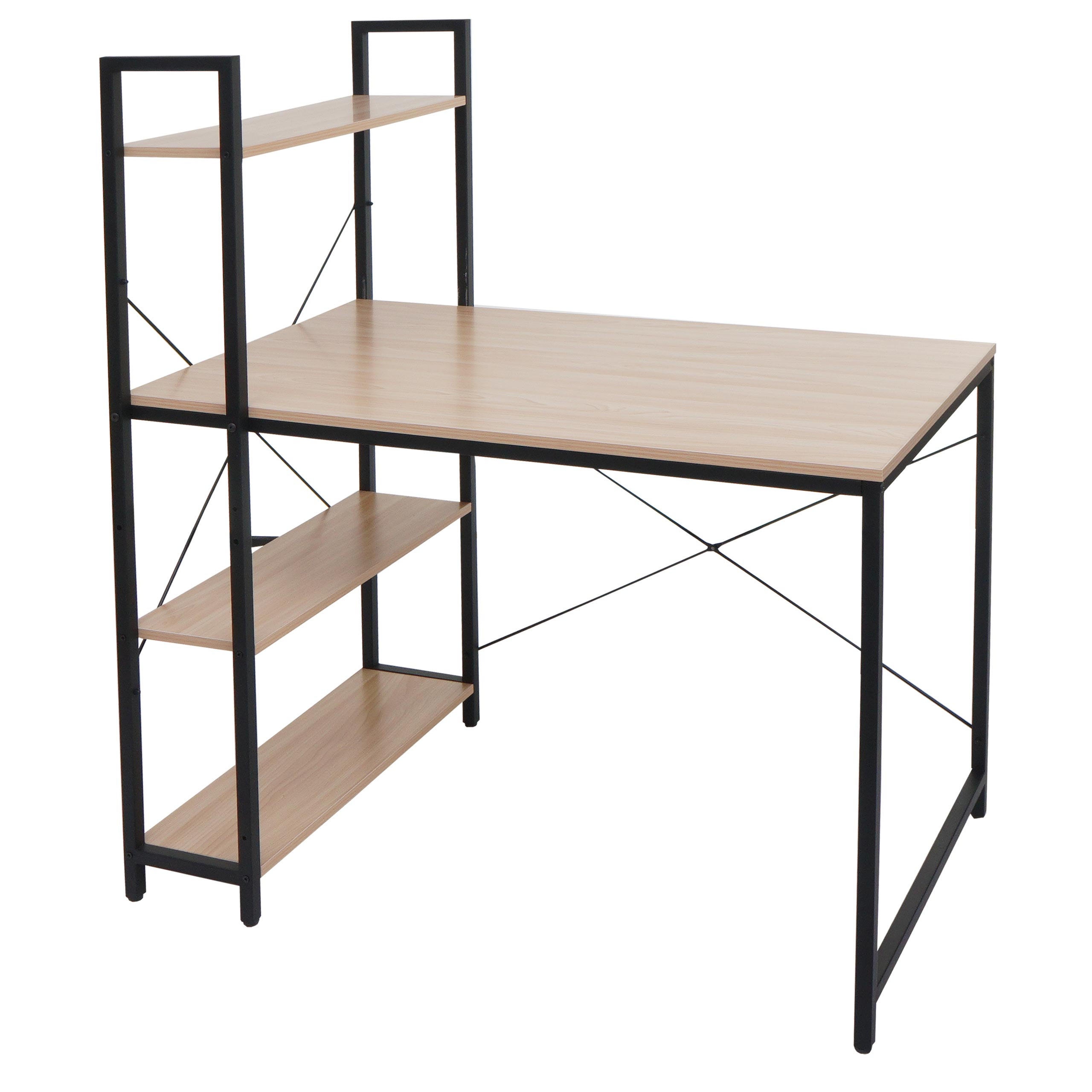 SCHREIBTISCH MIT REGAL eckig Beige - Beige, Holzwerkstoff (60/100/120cm) - MCW