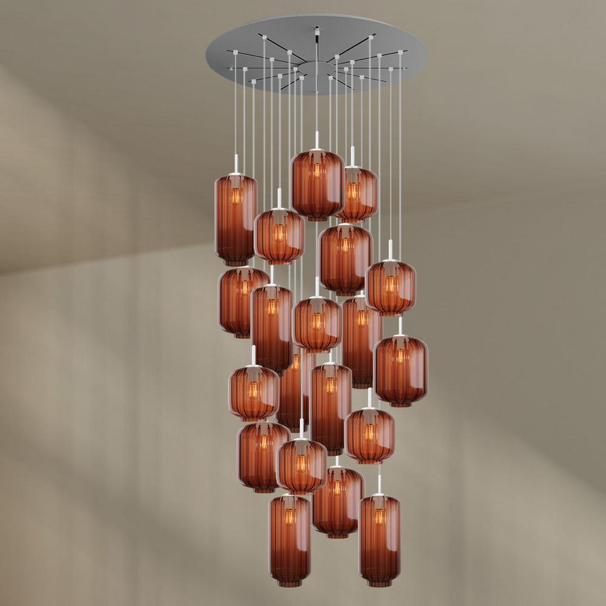 GALERIELEUCHTE Velo 20-flammig Braun Ø 18/20/25cm - Braun/Weiß, Glas (25/25/27cm) - s.luce