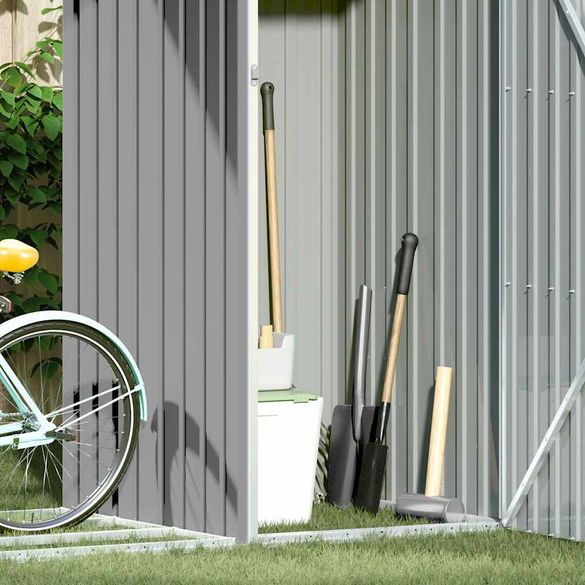 GERÄTEHAUS Grau 245/98/159 Cm Verzinkter Stahl - Grau, Metall (245/159/98cm) - vidaXL