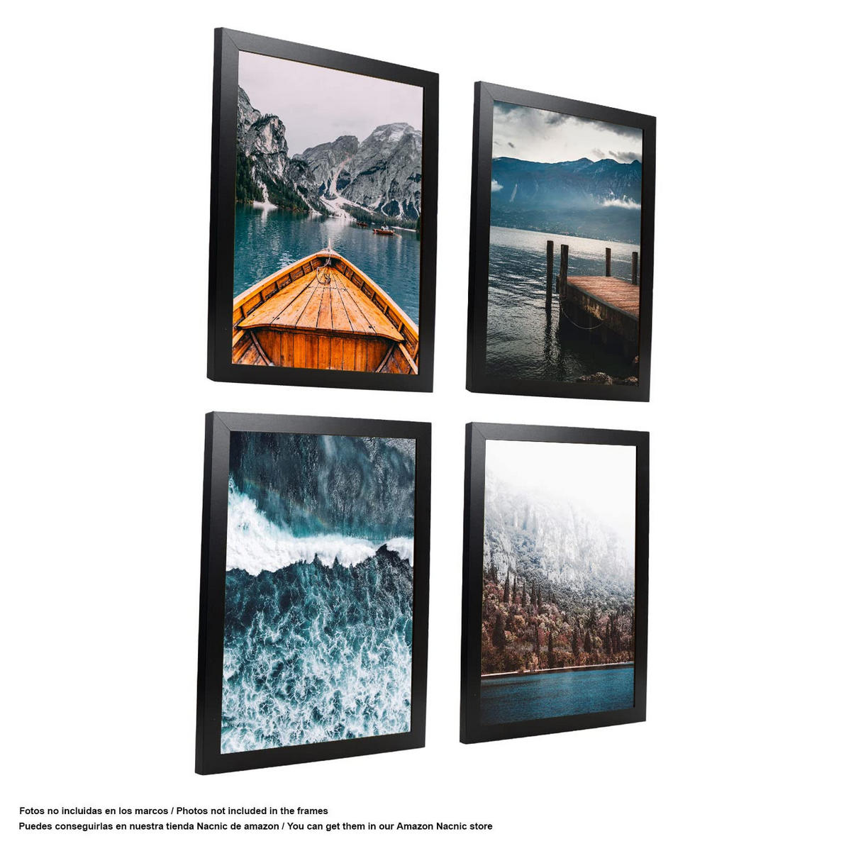 RAHMEN Set mit 4 aus MDF und Acrylglas Schutz und Aussteller für Fotografien, Bilder, Poster, Gemälde, Dekoration für Haus Farbe Schwarz A3 - Schwarz, Holz (29.7/3/42cm) - Nacnic