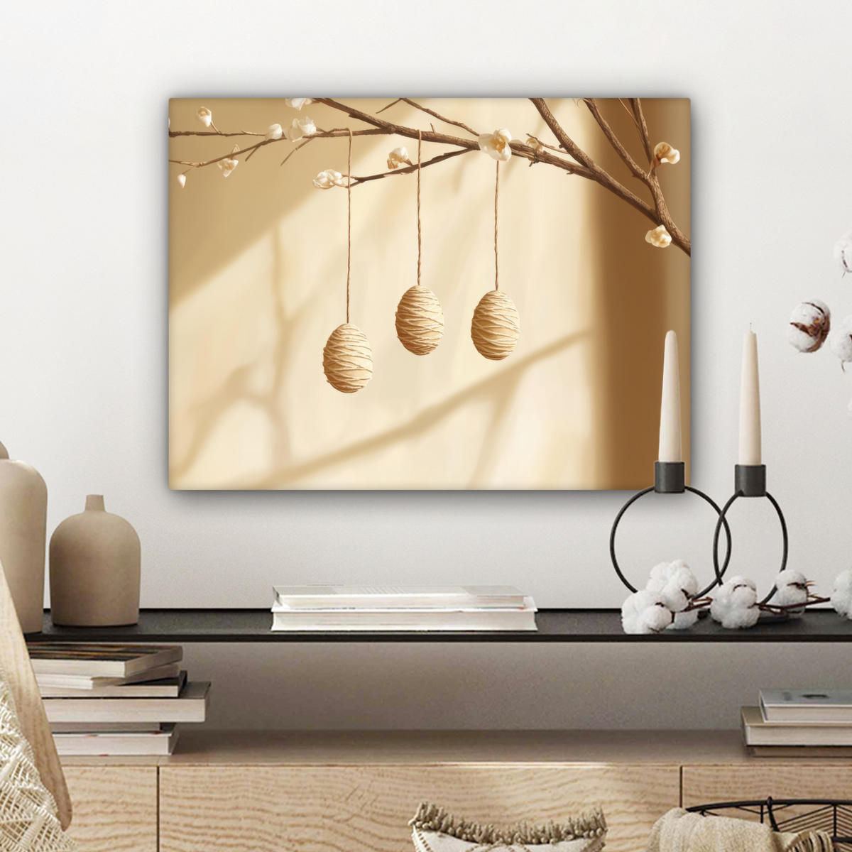 LEINWANDBILD Beige - Osterkuchen - Eier Wandbild 40x30 cm - Beige, Textil (40/30cm) - MuchoWow